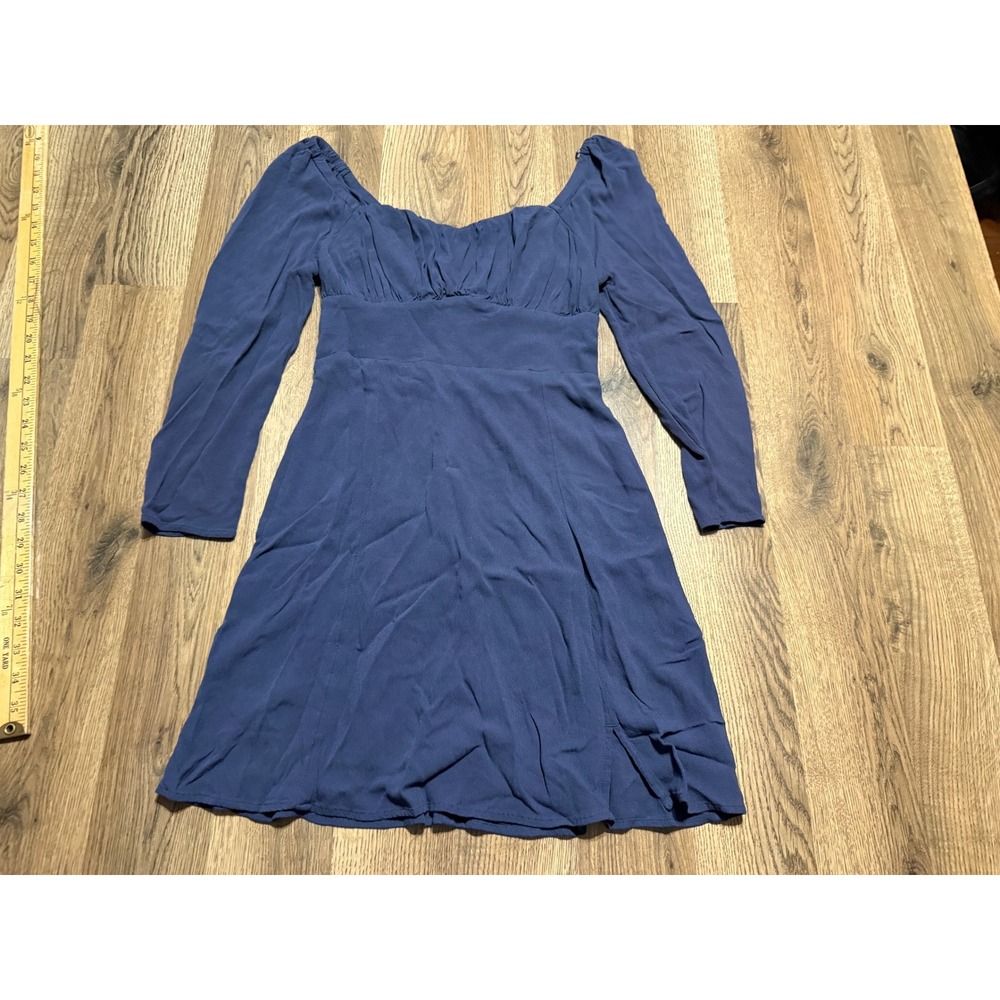 Old Navy Dress Women XS Petite Blue Long Sleeve Mini Smocked Back Fit & Flare